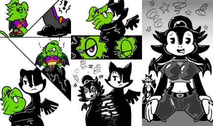 acceptance after_transformation anthro bangs breasts captured cartoon_gloves clothing color_loss constricted_pupils curvy_figure dizzy dizzy_eyes duo feathers featureless_breasts female female/female gesture goo_transformation hair hair_over_eye hand_gesture highlights_(coloring) ink kiss_on_lips kissing kneeling looking_pleasured low-angle_view monochrome_body navel panicked_look pie_cut_eyes ponytail pupils rubberhose scared shirt short_hair small_pupils speechless struggling struggling_prey surprised thumbs_up tied_hair toonification toony topwear transformation spdy4 mythology arrow_(spdy4) arrow_the_dragon arrow_xiang_long sphinks couatl dragon eastern_dragon feathered_scalie feathered_snake felid goo_creature hybrid mammal mythological_creature mythological_scalie mythological_sphinx reptile scalie snake absurd_res comic digital_media_(artwork) hi_res