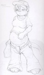 anthro barefoot belly big_belly biped clothing clothing_pull feet female fupa half-closed_eyes hat headgear headwear narrowed_eyes navel plantigrade pregnant pregnant_anthro pregnant_female shirt shirt_pull solo tail tired toes topwear topwear_pull ollie_canal lutrai mammal mustelid otter graphite_(artwork) monochrome sketch traditional_media_(artwork)