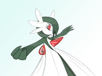ambiguous_gender looking_at_viewer not_furry red_eyes solo gardalice nintendo pokemon gardevoir generation_3_pokemon mammal pokemon_(species) 4:3 colored hi_res source_request unavailable_at_source