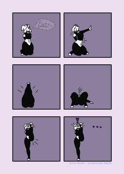 anthro bell bell_collar blush clothing collar fur leggings legwear male purring solo stretching text white_body white_fur royal_feline prince_(royal_feline) domestic_cat felid feline felis mammal absurd_res comic hi_res
