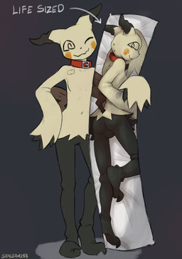anthro biped breasts female front_view looking_at_viewer nude nude_anthro nude_female pillow simple_background smile solo standing tail yellow_body sealer4258 nintendo pokemon mimi_(sealer4258) generation_7_pokemon mimikyu pokemon_(species) 2026 absurd_res digital_drawing_(artwork) digital_media_(artwork) hi_res