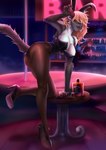 alcohol anthro bar beverage black_latex blonde_hair bodysuit breasts butt cat_tail cleavage clothed clothing detailed_background fake_ears fake_rabbit_ears female fluffy fluffy_ears fluffy_hair fluffy_shoulders fluffy_tail footwear furniture glowing grey_body group hair high_heels inside kneeling_on_table latex latex_clothing legwear nightclub pantyhose pink_glow pole scene_haircut shoes skinsuit solo_focus stockings stripper_pole table tail tight_clothing tights white_body murfa jack_daniel's carol_(vanrixie) felid feline mammal absurd_res digital_media_(artwork) digital_painting_(artwork) guide_lines hi_res