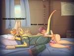 after_orgasm after_sex animal_genitalia animal_penis balls bed_sex bedding bedroom bestiality bodily_fluids butt claws cloaca cloacal_penis clothing cum cum_drip cum_in_ass cum_inside dialogue dripping duo ejaculation erection falling_asleep feet feral fluffy furniture genital_fluids genitals gloves hair handwear happy happy_sex headgear headwear human_on_feral humanoid_genitalia humanoid_penis inside interspecies interspecies_bestiality larger_male looking_back looking_pleasured male male/male male_on_feral male_penetrated male_penetrating male_penetrating_male mitten_hands morning morning_sex multicolored_body nude nude_male open_mouth orgasm paws penetration penis pillow pupils raised_leg raised_tail red_hair sex size_difference smaller_human smaller_male sweat sweatdrop tail tongue two_tone_body warm_lighting anjydrawslewd capcom monster_hunter fanged_wyvern human jagras mammal 2025 4:3 hi_res