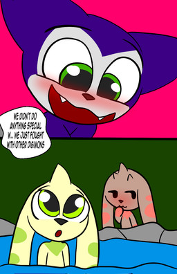 dialogue erection female group male male/male text trio conditional_dnp theyiff bandai_namco digimon digimon_(species) impmon lopmon terriermon comic english_text hi_res