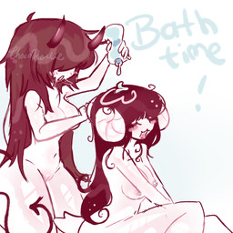 areola bathroom biped bovid_horn breasts caprine_horn duo female female/female female_humanoid genitals horn humanoid_genitalia humanoid_vulva innie_vulva nipples ram_horn shower vulva chocorollie choco_(chocorollie) animal_humanoid bovid bovid_humanoid caprine caprine_humanoid humanoid mammal mammal_humanoid sheep sheep_humanoid hi_res