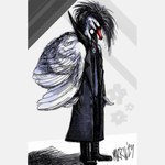 anthro black_clothing black_face black_hair black_trenchcoat boots clothing coat feathers footwear hair long_hair male necktie shoes simple_background solo standing topwear trenchcoat white_body white_feathers wings makaronnie lundqvist_enterprises felix_lundqvist anatid anseriform anserinae avian bird mute_swan swan 1:1 absurd_res hi_res signature