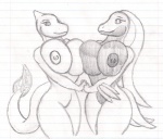 anthro anthrofied big_breasts breast_squish breasts breasts_frottage duo female female/female fire flaming_tail huge_breasts looking_at_viewer nipples non-mammal_breasts non-mammal_nipples nude plant pokemorph romantic romantic_couple squish tail dragon-heart nintendo pokemon cinder zackora charmeleon elemental_creature flora_fauna generation_1_pokemon generation_3_pokemon grovyle pokemon_(species) 2013 black_and_white monochrome sketch