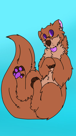 ambiguous_gender black_nose blue_background brown_body brown_fur feet feral foot_markings fur leg_markings markings multicolored_body multicolored_fur pawpads paws purple_eyes simple_background solo tail tan_body tan_fur tongue tongue_out whisker_spots unknown_artist mammal mustelid otter 9:16 hi_res source_request