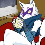 anthro bandage beverage biped bottomless candy chocolate claws clothed clothing container cup dessert female food fur holding_container holding_cup holding_object hot_chocolate inside looking_at_viewer ninja sitting snow solo thick_thighs warrior white_body white_fur wide_eyed yellow_eyes sildre teenage_mutant_ninja_turtles alopex arctic_fox canid canine fox mammal true_fox 1:1