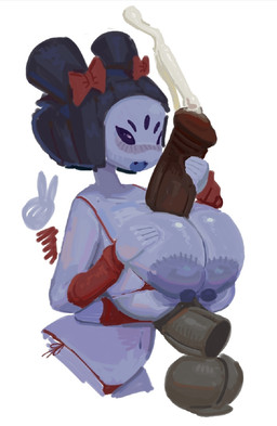 accessory anthro areola balls big_areola big_balls big_breasts big_nipples big_penis black_hair blush bodily_fluids bow_ribbon breast_play breasts brown_body clothing disembodied_penis duo ejaculation fangs female genitals gesture hair hair_accessory hair_bow hair_ribbon hand_gesture holding_another's_penis holding_breast holding_penis huge_areola huge_balls huge_breasts huge_nipples huge_penis hyper hyper_genitalia hyper_penis long_penis male male/female multi_arm multi_eye multi_limb nipple_slip nipples paw_pose penis pigtails pose puffy_areola purple_body red_clothing ribbons sex short_hair simple_background sleeves slim standing sweat sweatdrop swimwear teeth tight_clothing titfuck top_heavy v_sign anonymous_artist undertale undertale_(series) muffet arachnid arthropod spider hi_res