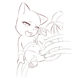 accessory anal anthro biped blush bodily_fluids bow_(feature) bow_accessory bow_ribbon coiling female fur furgonomics genital_fluids genitals happy lying nude on_back open_mouth penetration restrained ribbons sex simple_background solo tail tail_accessory tail_bow tail_ribbon tentacles vaginal vaginal_fluids vaginal_penetration vulva darkmirage fairy_tail charle_(fairy_tail) domestic_cat exceed felid feline felis mammal 1:1 sketch