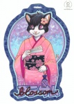 accessory anthro asian_clothing black_hair cherry_blossom clothing east_asian_clothing female flower folding_fan hair hair_accessory hand_fan japanese_clothing kanzashi kimono obi obijime pink_clothing pink_eyes plant prunus_(flower) robe solo kacey domestic_cat felid feline felis mammal 2011 character_badge_(artwork)