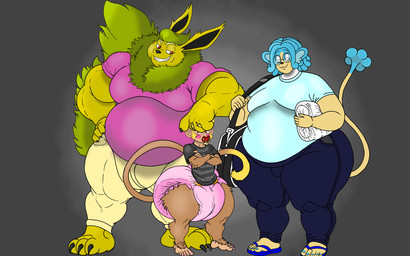 claws diaper feet hyper musk overweight pacifier size_difference smelly tail thick_thighs toes mooneypup nintendo pokemon eeveelution flareon generation_1_pokemon generation_5_pokemon haplorhine mammal monkey pokemon_(species) primate simipour 16:10 hi_res widescreen