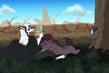 animal_genitalia animal_penis anthro anthro_on_feral anthro_penetrating anthro_penetrating_feral anus bestiality bodily_fluids bottomwear bottomwear_down canine_genitalia canine_penis clothed clothing duo erection feet fellatio female female_feral female_penetrated feral feral_penetrated forest fur genital_fluids genitals hair holding_object holding_paper humanoid_genitalia humanoid_genitalia_on_feral humanoid_vulva humanoid_vulva_on_feral interspecies knot knotted_penis male male/female male_anthro male_penetrating male_penetrating_female mirror mirror_reflection narrowed_eyes open_mouth oral oral_penetration outside outside_sex pants pants_down paper partially_clothed penetration penile penile_penetration penis plant reflection saliva sex shirt sitting smile tail text toes topwear tree vulva zafara_(artist) disney the_lion_guard the_lion_king jasiri_(the_lion_guard) canid canine canis hyena mammal mephitid skunk spotted_hyena wolf digital_media_(artwork) english_text hi_res