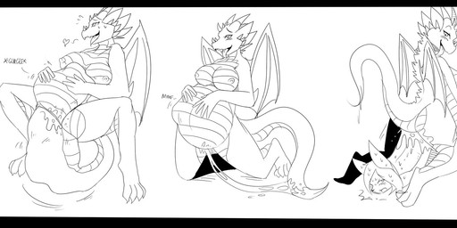 abdominal_bulge after_vore anthro areola biped birth bloated blush bodily_fluids breasts butt countershade_legs countershade_neck countershade_tail countershade_torso countershading dripping_pussy duo female fur genital_fluids genitals hair heart_symbol horn looking_at_another looking_back looking_pleasured membrane_(anatomy) membranous_wings narrowed_eyes nipples non-mammal_breasts non-mammal_nipples nose_spike nude open_mouth penetration pregnant pregnant_female prey_transfer rear_view rebirth same_size_vore side_view simple_background sitting sitting_on_ground smile soft_vore spread_legs spreading surprise sweat tail tail_fetish tail_in_own_pussy tail_in_vagina tail_insertion tail_play tail_vore text thick_thighs tongue tongue_out unbirthing vaginal vaginal_birth vaginal_fluid_string vaginal_fluids vaginal_penetration vore vulva white_background wings mxl mythology dragon furred_dragon furred_scalie mythological_creature mythological_scalie scalie 2013 3:1 english_text hi_res monochrome