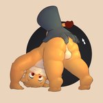 5_fingers all_fours anal anal_fingering anthro balls blush bodily_fluids embarrassed feet fingering fingers floating_hands fur genitals looking_back male male_penetrated nervous penetration perineum red_eyes soles solo sweat tail tan_body tan_fur tiptoes young young_anthro young_male battler felid lion mammal pantherine 1:1 2025 absurd_res english_description hi_res