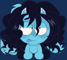 anthro black_hair blue_body blue_fur curly_hair fur hair horn male solo spade_tail tail drunkydude juno_(drunkydude) demon goo_creature hybrid lagomorph leporid mammal rabbit succubus animated high_framerate loop trans_(lore) trans_man_(lore)