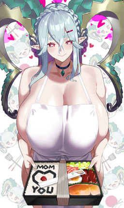 apron apron_only big_breasts breasts clothing female horn mature_female solo monkey_jon fate_(series) mythology type-moon tiamat_(fate) animal_humanoid dragon dragon_humanoid humanoid mythological_creature mythological_scalie scalie hi_res
