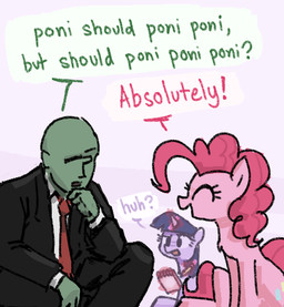 ?_face clothing confusion dialogue female feral green_body green_skin group male necktie notebook pencil_(object) simple_background sitting suit text writing_utensil unknown_artist friendship_is_magic hasbro my_little_pony anon pinkie_pie_(mlp) twilight_sparkle_(mlp) equid equine horse human mammal pony english_text low_res