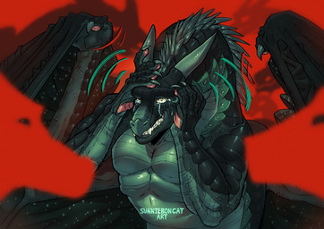 bodily_fluids claws constricted_pupils female feral finger_claws green_body green_scales horn long_neck membrane_(anatomy) membranous_wings muscular pupils scales small_pupils solo tears wings sunnieboncatart mythology wings_of_fire moonwatcher_(wof) dragon mythological_creature mythological_scalie nightwing_(wof) scalie
