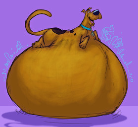 belly belly_bed big_belly black_spots brown_body brown_fur collar collar_tag feral fur huge_belly looking_down male markings obese overweight overweight_feral overweight_male paws purple_background rumbling_stomach shadow simple_background smile solo spots spotted_body spotted_fur vore scudmum hanna-barbera scooby-doo_(series) scooby-doo canid canine canis domestic_dog great_dane mammal mastiff molosser 2026 colored colored_sketch digital_drawing_(artwork) digital_media_(artwork) hi_res shaded sketch