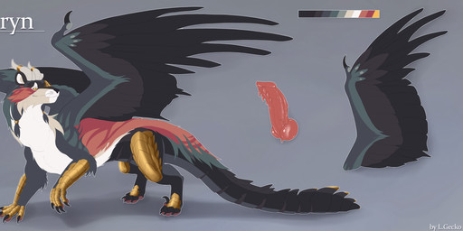 2_horns animal_genitalia animal_penis back_wings braided_fur claws color_swatch dewclaw disembodied_penis erection feathered_wings feathers feet feral fur fuzzy genitals grey_background horn knot knotted_penis male multicolored_body multicolored_fur penile_spines penis raised_leg simple_background smile solo standing tail talons text toes whiskers wings yellow_eyes l.gecko creatures_of_sonaria roblox felid feline galiryn mammal hi_res model_sheet