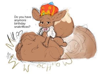 ambiguous_feral ambiguous_gender ambiguous_pred asking asking_for_more asking_viewer belly belly_on_ground big_belly big_ears big_tail black_text bloated bodily_noises bone_imprints brown_arms brown_belly brown_body brown_ears brown_face brown_fur brown_legs brown_tail calling_for_help clothed clothing death dialogue diaper diaper_disposal diaper_fetish diapered_pred digestion digestion_noises dipstick_tail disposal excessive_feces face_imprint fatal_vore feces feces_bulge feral feral_pred fluffy fluffy_tail fully_inside fur half-closed_eyes hand_on_belly hand_on_own_belly huge_belly hyper hyper_belly hyper_feces imprint lidded_eyes looking_at_viewer markings monotone_arms monotone_background monotone_belly monotone_face monotone_legs motion_lines mph! muffled multiple_prey narrowed_eyes open_:3 open_mouth open_smile pooping quadruped question raised_tail resting_on_belly rumbling_stomach semi-anthro side_view simple_background size_difference skull_imprint smaller_feral smaller_pred smile smiling_at_viewer soft_vore soiled_diaper soiling soiling_diaper solo tail tail_markings talking_to_viewer tan_tail_tip text two_tone_tail unclean_diaper unseen_prey unwilling_prey used_diaper using_diaper vore vowelless vowelless_vocalization wearing_diaper white_background tcsrjx nintendo pokemon canid eevee generation_1_pokemon mammal pokemon_(species) 2026 compression_artifacts digital_drawing_(artwork) digital_media_(artwork) english_description english_text full-length_portrait guide_lines portrait sketch