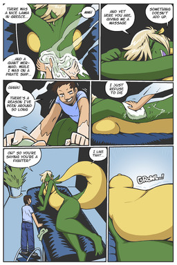 anthro backrub bed big_breasts big_butt big_tail breasts butt clothed clothing dialogue duo facial_hair female furniture green_body imminent_death larger_female lying lying_on_bed male male/female massage massage_oil massage_table nipples non-mammal_nipples nude on_bed relaxing size_difference smaller_male tail tall_female text shyguy9 mythology sophie_(shyguy9) dragon human mammal mythological_creature mythological_scalie scalie 2:3 comic english_text hi_res