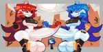 ambiguous_gender balls big_balls big_breasts big_butt big_penis black_outline blue_glans blue_hair border breasts butt cactus desert duo_focus erection eye_contact eye_patch eyelashes eyewear genitals glans glistening glistening_balls glistening_body glistening_breasts glistening_genitalia glistening_glans glistening_penis grey_balls grey_body grey_border grey_breasts grey_penis grey_skin group gynomorph gynomorph/gynomorph gynomorph_focus hair hand_on_hip hand_on_own_hip highlights_(coloring) huge_balls huge_penis humanoid_genitalia humanoid_on_humanoid humanoid_penis hyper hyper_balls hyper_genitalia hyper_penis intersex intersex/intersex intersex_focus long_hair looking_at_another machine narrowed_eyes navel not_furry open_mouth orange_eyes outline penile penis penises_touching plant pupils red_glans red_hair sharp_teeth short_hair smile sun surprised_expression surprised_eyes surprised_face teeth thick_thighs trio under_boob vein veiny_penis wide_hipped_gynomorph wide_hipped_intersex wide_hips lottieplus team_fortress_2 valve mimi_sentry sentry_gun_(team_fortress_2) humanoid robot robot_humanoid 2025 digital_media_(artwork) hi_res lineless shaded