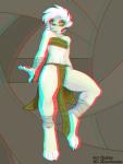 4_toes anthro bandage barefoot bottomwear claws clothing facial_markings feet female flat_chested hair head_markings hovering loincloth markings short_hair simple_background solo toes wide_hips 3dconfursion_(editor) conditional_dnp qualzar kae_esrial mammal tarunah anaglyph hi_res stereogram