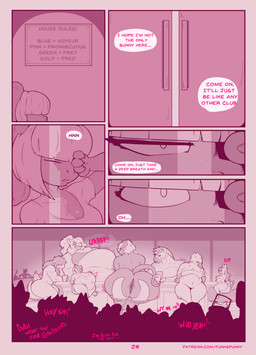 female nightclub text vore funkspunky infernus_(funkspunky) patreon virgil_(funkspunky) comic english_text hi_res monochrome url
