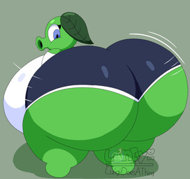 big_breasts big_butt blue_bottomwear blue_clothing blue_eyes blue_shorts bottomwear breasts butt clothing eyelashes female green_body green_hair grey_background hair huge_breasts huge_butt huge_thighs hyper hyper_breasts hyper_butt leaf leaf_hair looking_back motion_lines not_furry plant plant_hair pseudo_hair rear_view shirt shorts shortstack simple_background siphon_(anatomy) solo thick_thighs tight_clothing topwear white_clothing white_shirt white_topwear luigidoesathing electronic_arts plants_vs._zombies popcap_games elisa_(reathe) elemental_creature elemental_humanoid flora_fauna humanoid peashooter_(pvz) plant_humanoid 2025 cel_shading colored digital_media_(artwork) hi_res shaded signature