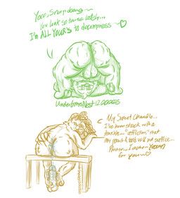 anal_fluids anal_fluids_on_sex_toy anthro anus balls bedroom_eyes begging_for_sex bent_over bodily_fluids bubble_butt butt canon_couple chair dialogue duo eyewear fluffy_balls fur furniture genitals glasses green_body green_fur half-closed_eyes heart_symbol in_heat inviting_to_sex looking_at_another looking_at_partner lube_in_ass lube_on_dildo male male/male muscular muscular_male narrowed_eyes on_chair overbite pawpads paws presenting presenting_hindquarters seductive sitting sitting_on_chair slightly_chubby slightly_chubby_male spread_butt spreading text tusks underbite wearing_glasses yellow_body yellow_fur undergreysnest bugsnax young_horses chandlo_funkbun snorpington_fizzlebean grumpus 2025 dated english_text signature