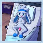 3_fingers 3_toes accessory alarm_clock anthro anthro_penetrated anthrofied areola ball bed bed_sheet bedding bedroom blue_bedding blue_body blue_border blue_ears blue_eyes blue_fur blue_inner_ear blue_mascara blue_pillow blue_toes border breast_fondling breast_grab breast_play breasts brown_floor chest_tuft clock digital_clock dildo dildo_in_pussy dildo_insertion electronics end_table eyelashes feet female female_penetrated fingers floor fondling fondling_self fur furniture genitals grabbing_own_breast gradient_eyes green_eyes hand_on_breast hand_on_hip head_on_pillow headband headband_only high-angle_view inside long_ears looking_pleasured lying makeup mascara masturbation medium_breasts multicolored_ears navel nipples nude nude_anthro nude_female on_back on_bed open_mouth open_smile penetration pillow pink_areola pink_nipples pink_pussy pokemorph pseudo_hair pussy red_tongue sex_toy sex_toy_in_pussy sex_toy_insertion smile soccer_ball solo spread_legs spreading table text toes tongue toying_self tuft two_tone_ears two_tone_feet vaginal vaginal_penetration view_from_above wall_(structure) wood wood_floor toon_draw nintendo pokemon coldfire_(c437rp13) generation_8_pokemon lagomorph mammal pokemon_(species) raboot 1:1 2024 digital_drawing_(artwork) digital_media_(artwork) hi_res signature