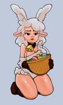 anthro basket breasts buckteeth cleavage clothed clothing collar container cowbell easter_egg egg fake_ears fake_rabbit_ears female holding_object holidays simple_background solo teeth shloppypops droopy_(series) easter metro-goldwyn-mayer sheep_wrecked leggy_lamb bovid caprine mammal sheep 2023 3:5 hi_res