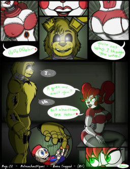 anthro corpse dialogue female group machine puppet speech_bubble text buns-n-spurs five_nights_at_freddy's five_nights_at_freddy's_3 scottgames sister_location circus_baby_(fnaf) springtrap_(fnaf) animatronic humanoid lagomorph leporid mammal rabbit robot robot_anthro comic digital_media_(artwork) english_text incest_(lore)