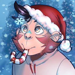 anthro blue_markings brown_body brown_eyes brown_fur candy candy_cane christmas_clothing christmas_headwear clothing dessert ear_piercing ear_ring eating facial_markings food fur hat head_markings headgear headwear holidays hoodie male markings piercing red_clothing red_hat red_headwear ring_piercing snow snowflake snowing solo sucking topwear peyotethehyena christmas kito_(kitodiet) haplorhine mammal monkey primate digital_media_(artwork) headshot_portrait hi_res portrait shaded