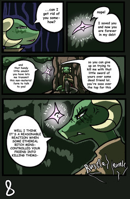 anthro clothed clothing dialogue duo female horn profanity scar tail text yellow_eyes brradett lernie_(brradett) love_goddess_(brradett) scalie absurd_res colored comic english_text hi_res shaded