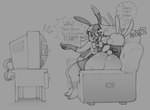 anthro big_butt bow_accessory bow_tie breasts bubble_butt buckteeth bulge butt butt_focus clothed clothing dialogue electronics eyelashes feet female femboy footwear furniture gesture group hair half-closed_eyes hand_gesture male narrowed_eyes no_underwear pantsless pointing scut_tail seam_(sewing) short_hair short_tail simple_background sleeping smile socks sofa sound_effects speech_bubble stitch_(sewing) tail talking_to_another teeth television text thick_thighs thought_bubble topwear trio underwear vest vowelless vowelless_sound_effect watching_television zzz nanocorpx five_nights_at_freddy's five_nights_at_freddy's:_help_wanted five_nights_at_freddy's:_security_breach fnaf_vr_help_wanted nickelodeon scottgames spongebob_squarepants steel_wool_studios glitchtrap nano_(nanocorpx) spongebob_squarepants_(character) vanny_(fnaf) arthropod bee canid canine canis domestic_dog hybrid hymenopteran insect lagomorph leporid mammal patchwork_creature rabbit 2025 digital_media_(artwork) english_text greyscale hi_res monochrome