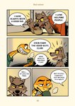 anthro beverage canid canine canis cereal coffee comic comic_panel dreamworks duo english_text feral food hi_res male mammal mr._snake_(the_bad_guys) mr._wolf_(the_bad_guys) reptile saran_kit scalie snake speech_bubble text the_bad_guys translated wolf young