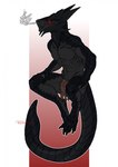 anthro black_body black_scales bottomwear brown_bottomwear brown_clothing brown_loincloth clothed clothing glistening glistening_eyes loincloth male mouth_closed red_eyes scales smoke smoke_from_nose solo topless riorix mythology dragon mythological_creature mythological_scalie scalie 2018 dated hi_res signature