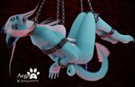 anthro bdsm blue_body blue_fur bondage bound breasts brown_eyes chain chain_leash collar collar_ring cuffs_(clothing) dipstick_ears ear_markings eyebrows female female_anthro fur hair leash multicolored_ears nipple_chain nipple_piercing nipple_piercing_pull nipples nude_anthro nude_female paws piercing sex_toy slave solo suspension suspension_bondage tail vibrator white_body white_fur white_hair aegiss_(artist) ming ming_(forestmaster) canid canine canis mammal 3d_(artwork) blender_(artwork) digital_media_(artwork)