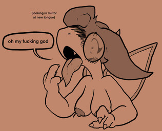after_transformation anthro areola aroused big_breasts blush breasts dialogue fangs female hair huge_breasts long_tongue nipples nude open_mouth profanity solo speech_bubble teeth text tongue tongue_out transformation wings girlpenisworld mythology nintendo pokemon noreen_(girlpenisworld) dragon flygon generation_3_pokemon humanoid mythological_creature mythological_scalie pokemon_(species) scalie digital_media_(artwork) english_text hi_res monochrome trans_(lore) trans_woman_(lore)