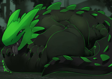 3_toes abdominal_bulge ambiguous_feral ambiguous_gender ambiguous_pred back_spikes belly big_belly big_tail black_body black_claws black_eyes black_scales black_sclera black_tail black_teeth black_tongue blurred_background bodily_fluids claws detailed_background feet feral feral_pred fully_inside green_body green_horn green_scales green_spikes green_tail horn huge_belly looking_at_viewer lying multicolored_body multicolored_scales multicolored_tail on_front open_mouth oral_vore outside quadruped rumbling_stomach saliva same_size_vore scales side_view smile snaggle_tooth soft_vore solo sound_effects spikes spikes_(anatomy) sprawling_gait tail tapering_tail teeth thick_tail toe_claws toes tongue tongue_out two_tone_body two_tone_scales two_tone_tail vore altowovurr rain_world videocult green_lizard_(rain_world) lizard lizard_(rain_world) reptile scalie 2025 colored digital_media_(artwork) full-length_portrait hi_res portrait shaded