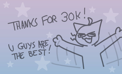 >_< anthro celebration exclamation_point eyes_closed eyewear fur glasses hair happy male motion_lines pattern_background simple_background smile solo standing star-shaped_background star_polygon text whiskers axoarts axo_(axoarts) domestic_cat felid feline felis mammal 2025 digital_media_(artwork) english_text hi_res milestone_celebration monochrome
