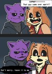 anthro clothing duo holding_object hoodie male open_mouth pepper_spray text tongue topwear saku1saya mob_entertainment poppy_playtime smiling_critters catnap_(poppy_playtime) dogday_(poppy_playtime) canid canine canis domestic_cat domestic_dog felid feline felis mammal absurd_res comic english_text hi_res