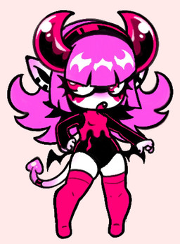 2_horns accessory bat_wings big_horn breasts clothed clothed_female clothed_humanoid clothing ear_piercing eyelashes female female_humanoid front_view furgonomics hair hair_accessory hairband head_horn hip_wings horn humanoid_pointy_ears legwear leotard membrane_(anatomy) membranous_wings not_furry open_mouth piercing pink_hair pink_tail pointy_ears red_clothing red_legwear red_thigh_highs simple_background small_breasts solo spade_tail tail tail_accessory tailband thigh_highs unusual_wing_placement white_sclera wings chocovania chocovania_(chocovania) demon demon_humanoid horned_humanoid humanoid imp 2025 digital_media_(artwork) full-length_portrait hi_res portrait