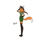 4_toes absurd_res anthro canid canine clothing feet female hat headgear headwear hi_res mammal maned_wolf military_uniform miranda_(naythf) naythf orange_body signature solo toes uniform