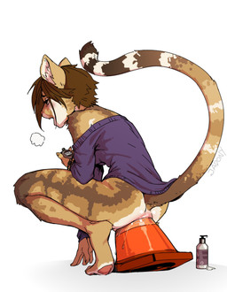 anal anal_masturbation anal_penetration anthro anus barefoot breath clothed clothing crouching feet female improvised_dildo improvised_sex_toy large_penetration looking_pleasured lube lube_bottle lube_drip lube_in_ass lube_on_sex_toy masturbation multicolored_body object_in_ass panting partially_clothed pawpads paws penetration riding_toy simple_background soles solo stretched_anus tail tight_fit timer toes traffic_cone traffic_cone_in_ass white_background jadony helia_peppercats domestic_cat felid feline felis mammal 2022 colored digital_media_(artwork) hi_res