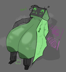 antenna_wire big_breasts breasts exposed_breasts female green_body huge_breasts hyper hyper_breasts inverted_nipples machine musk nipples relieved solo rzuz blushcrunch_studio dandy's_world vee_(dandy's_world) humanoid robot robot_humanoid toon_(dandy's_world) colored